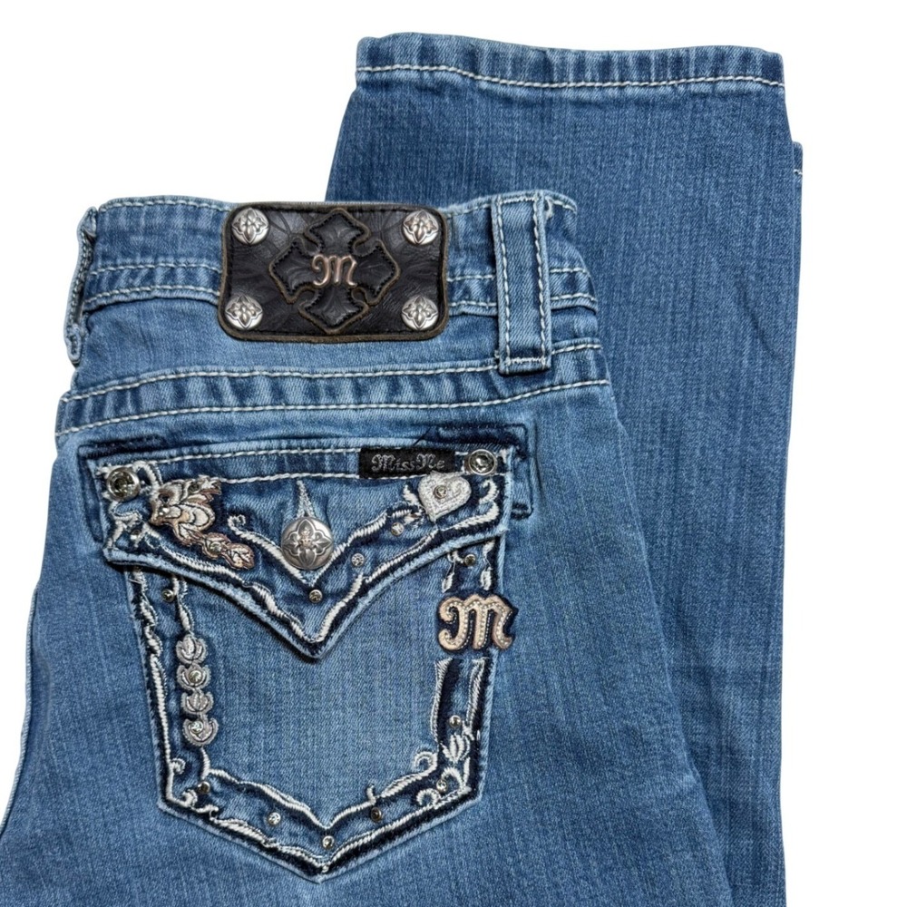 Miss Me 27 Boyfriend Capri Womens Blue Embellished‎ Flap Pocket